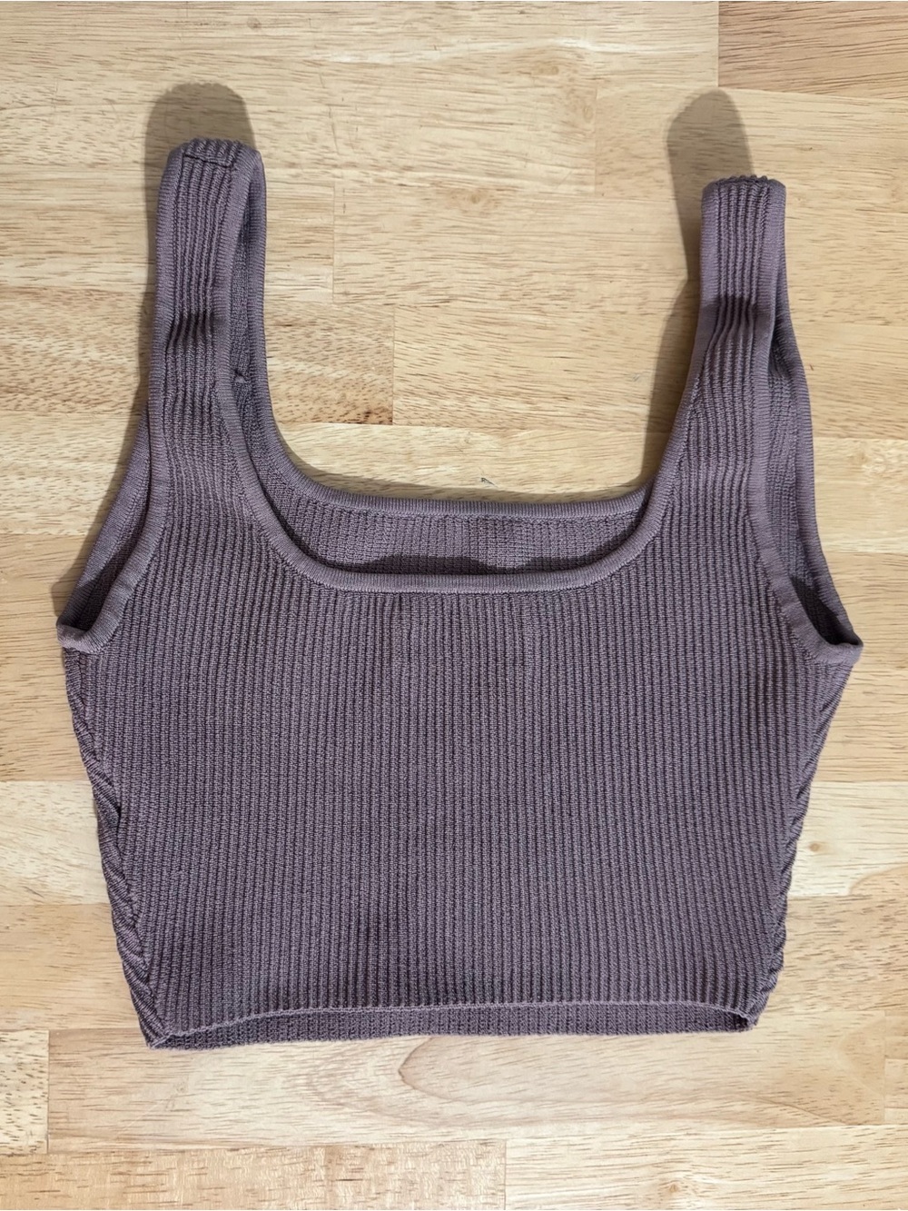 Aritzia Babaton Sculpt Knit Squareneck Cropped Top Mauve XS - Picture 3 of 7